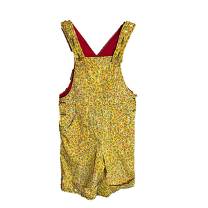 Handmade Vintage (1950s?) Yellow Floral Overalls Toddler Size Needs TLC
